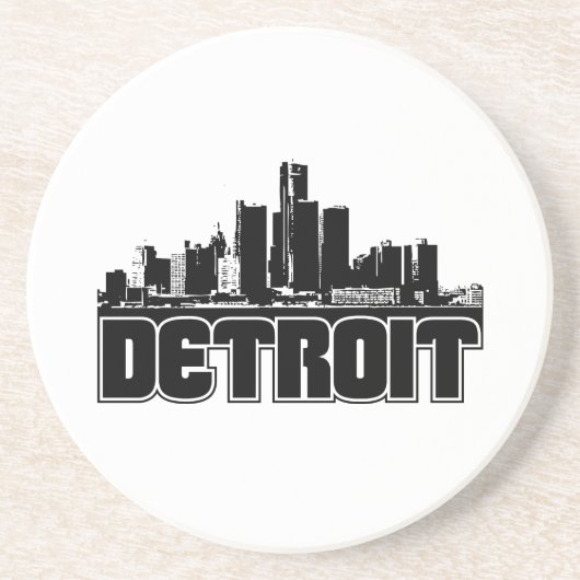 Detroit-Skyline Sandstein Untersetzer (Vorne)