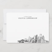 Detroit Skyline Sketch Personalisierte Mitteilungs Mitteilungskarte (Vorderseite)