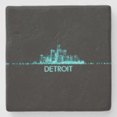 Detroit Skyline Steinuntersetzer (Vorderseite)