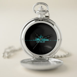 Detroit Skyline Taschenuhr