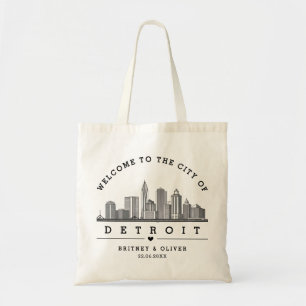 DETROIT Skyline Tote Bag - Gefallen Hochzeitsgunst Tragetasche