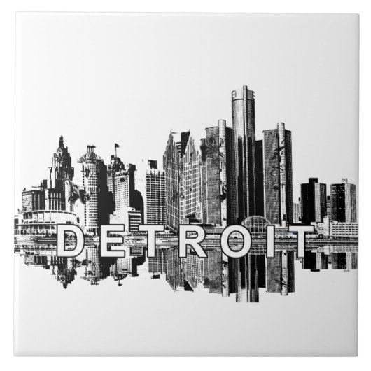 Detroit, Skyline von Michigan Fliese (Vorderseite)