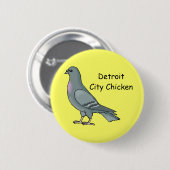 Detroit-Stadt-Huhn Button (Vorne & Hinten)
