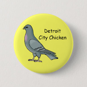 Detroit-Stadt-Huhn Button