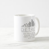 Detroit Stylized Skyline Custom Slogan Kaffeetasse (VorderseiteRechts)