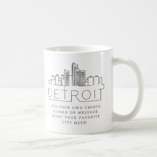 Detroit Stylized Skyline Custom Slogan Kaffeetasse