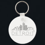 Detroit Stylized Skyline Schlüsselanhänger<br><div class="desc">Eine einzigartige Schlüsselkette,  die die schöne Stadt Detroit repräsentiert. Dieser Schlüsselanhänger zeigt die einzigartige Skyline der Stadt mit ihrem Namen darunter.</div>