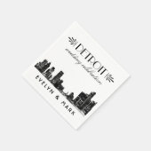 Detroit Wedding Celebration Black City Skyline Serviette (Ecke)