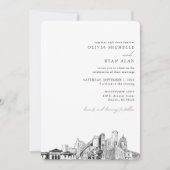 Detroit Wedding Custom Skyline Sketch Einladung (Vorderseite)