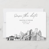 Detroit Wedding Downtown Skyline Save the Date Einladung (Vorderseite)