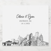 Detroit Wedding Personalisiert Champagne Label Schaumweinetikett (Einzelnes Label)