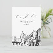 Detroit Wedding rettet das Datum der Hochzeit im S Einladung (Stehend Vorderseite)