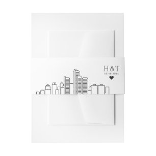 Detroit Wedding Stilisierte Skyline Monogram Einladungsbanderole
