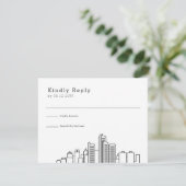 Detroit Wedding | Stilisierte Skyline-UAWG RSVP Karte (Stehend Vorderseite)