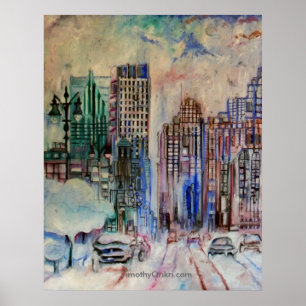 Detroit Wintry Halcyon Canvas Print Poster