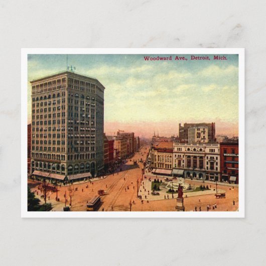 Detroit, Woodward Ave 1910s Vintage Postkarte (Vorderseite)