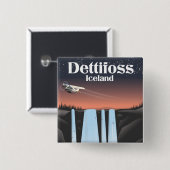Dettifoss Island Reiseplakat. Button (Vorne & Hinten)