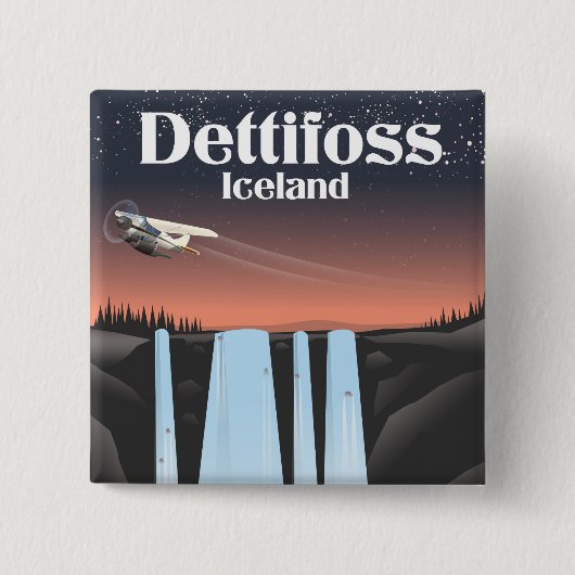 Dettifoss Island Reiseplakat. Button (Vorderseite)