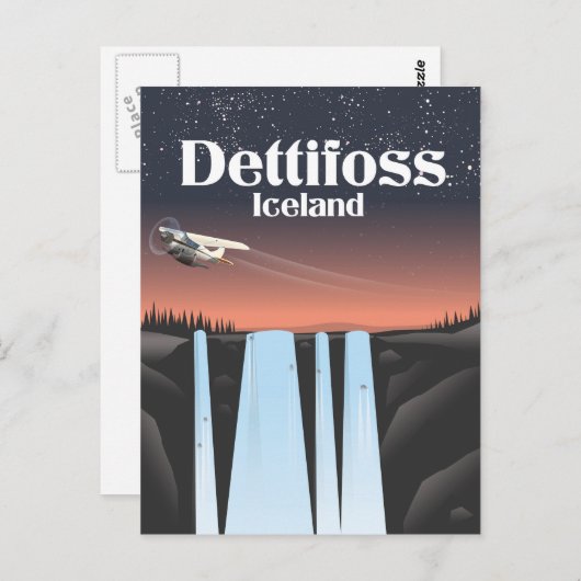 Dettifoss Island Reiseplakat. Postkarte (Vorne/Hinten)