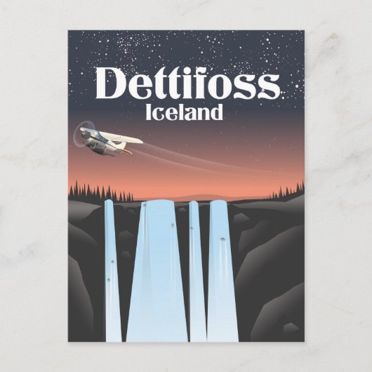 Dettifoss Island Reiseplakat. Postkarte (Vorderseite)