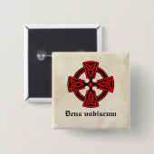 Deus Vobiscum Celtic Cross Button (Vorne & Hinten)