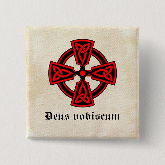 Deus Vobiscum Celtic Cross Button (Vorderseite)