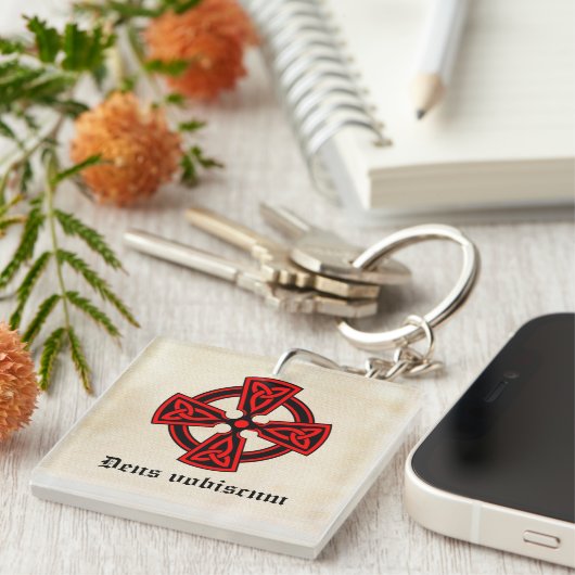 Deus Vobiscum Celtic Cross Schlüsselanhänger (Vorderseite rechts)