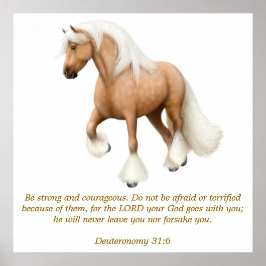 Deuteronomie 31:6 Proud Horse Bible Verse Print Poster (Vorne)