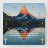 Deuteronomie 31:8 Christlicher Glaubenssee Quadratische Wanduhr (Vorderseite)