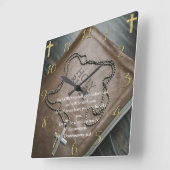 Deuteronomie 31:8 Heilige Bibel mit Kreuz Quadratische Wanduhr (Winkel)