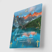 Deuteronomie 31:8 schöne Aussicht auf den Berg See Quadratische Wanduhr (Winkel)