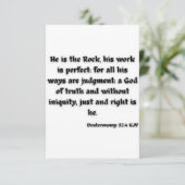 Deuteronomie 32:4 KJV Bibelschrift Gruß Karte (Stehend Vorderseite)