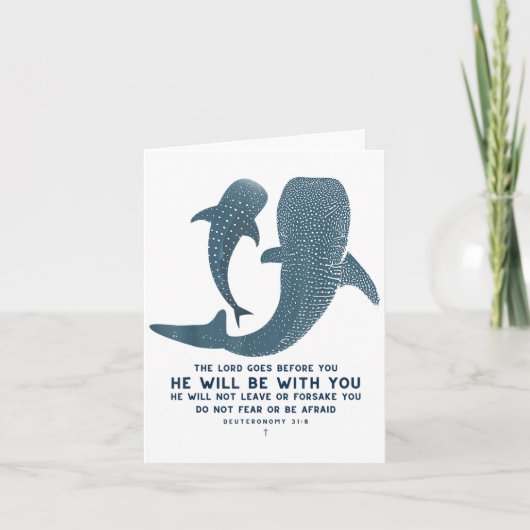 Deuteronomy 31_8 Whale Shark Christian Faith Pun O Karte (Vorderseite)