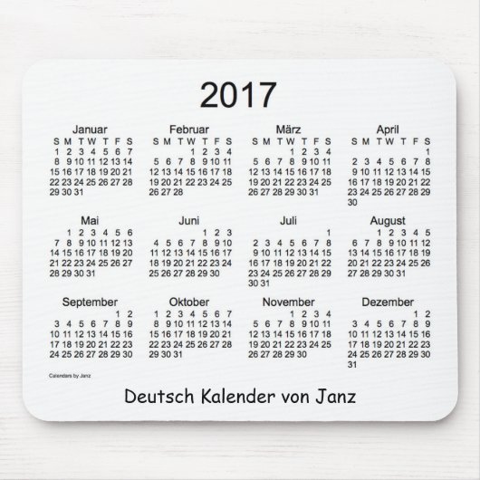 Deutsch 2017 Kalender Mousepad (Vorne)