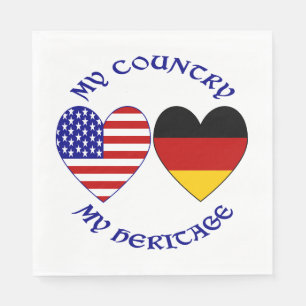 Deutsch-Amerikanische Flaggen-Herzen-Land-Erbe Serviette