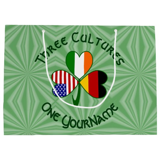 Deutsch-Amerikanisches Kleeblatt Personalisiert Große Geschenktüte (Rückseite)