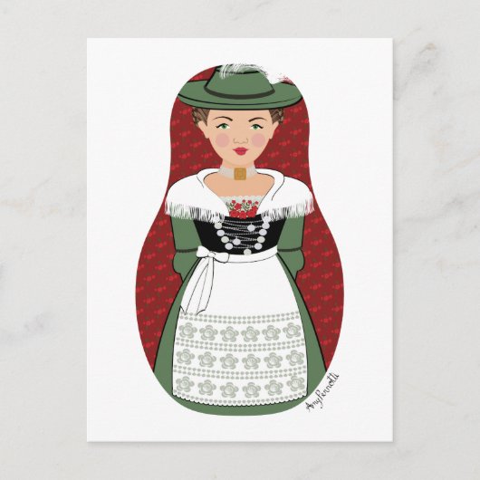 Deutsch, Bayerische Matryoshka Postkarte (Vorderseite)