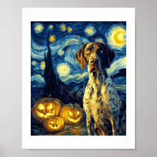 Deutsch Drahthaar 1 Süßer Hund Halloween Ja Poster