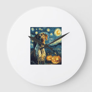Deutsch Drahthaar 2 Süßer Hund Halloween Ja Große Wanduhr