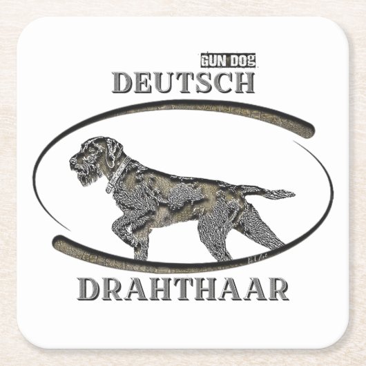 Deutsch Drahthaar, bester Kanonenhund Rechteckiger Pappuntersetzer (Vorderseite)