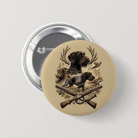 Deutsch Drahthaar Button (Vorne & Hinten)