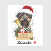 Deutsch Drahthaar, Frohe Weihnachten! Aufkleber (Blatt)