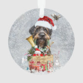 Deutsch Drahthaar, Frohe Weihnachten! Ornament (Rückseite)