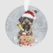 Deutsch Drahthaar, Frohe Weihnachten! Ornament (Vorderseite)