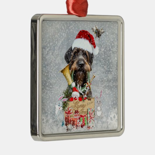 Deutsch Drahthaar, Frohe Weihnachten! Ornament Aus Metall (Rechts)