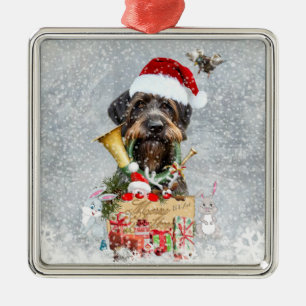 Deutsch Drahthaar, Frohe Weihnachten! Ornament Aus Metall