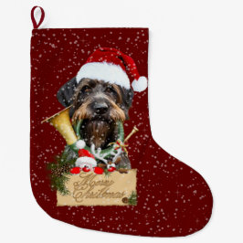 Deutsch Drahthaar, Frohe Weihnachten! Schaltfläche Großer Weihnachtsstrumpf