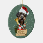 Deutsch Drahthaar, Frohe Weihnachten! Schaltfläche Keramik Ornament (Rechts)