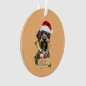 Deutsch Drahthaar, Frohe Weihnachten! Schaltfläche Ornament (Vorderseite)