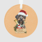 Deutsch Drahthaar, Frohe Weihnachten! Schaltfläche Ornament (Rückseite)